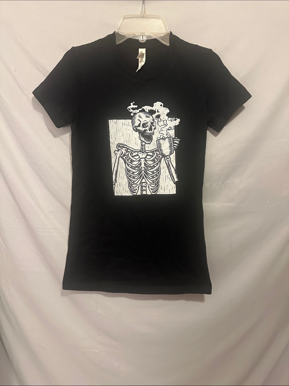 Source Unknown Black Tee with White Skeleton Graphic